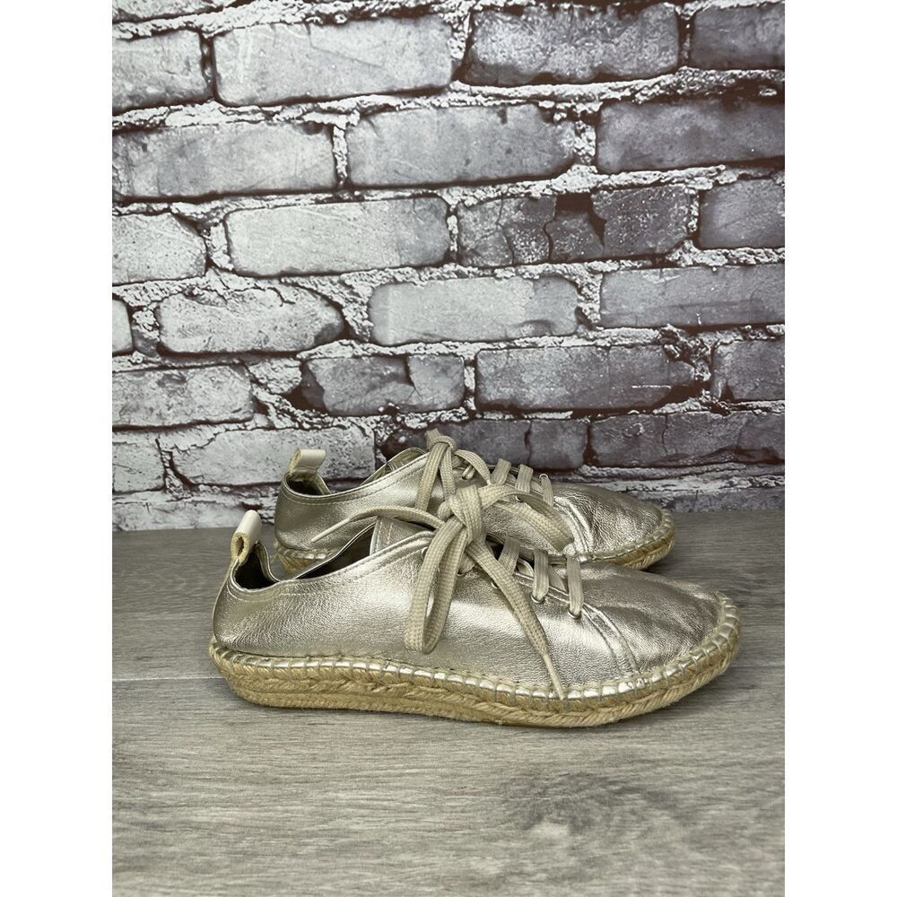 Maypol Silver Leather Espadrilles Casual Lace Up Shoes Women’s Sz 38EU/7.5M US